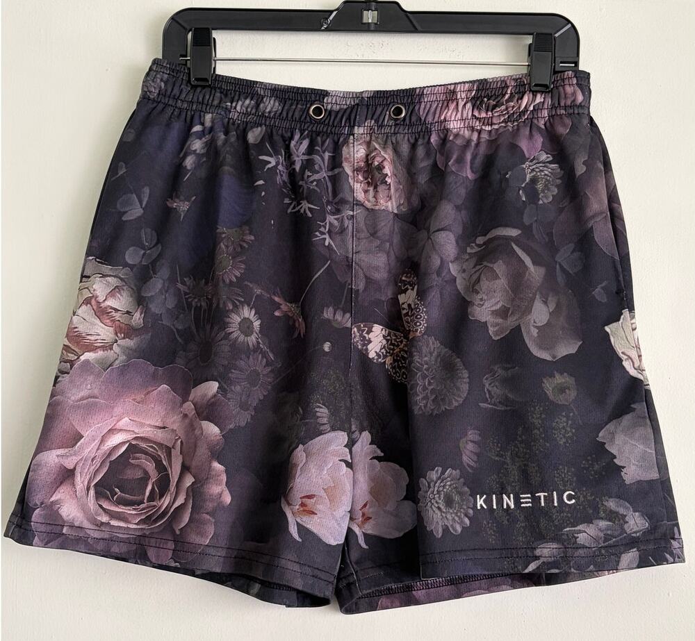 Kinetic Kings Florist Fundamental Shorts XL Black Purple Rose Floral Mesh USA